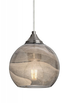 Besa, Jilly Cord Pendant, Vapor Smoke, Satin Nickel Finish, 1x5W LED Filament (127|1JC-JILLYSM-EDIL-SN)