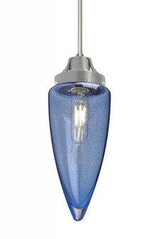 Besa, Sulu Cord Pendant, Blue Bubble, Satin Nickel Finish, 1x8W LED Filament (127|1JT-SULUBL-EDIL-SN)