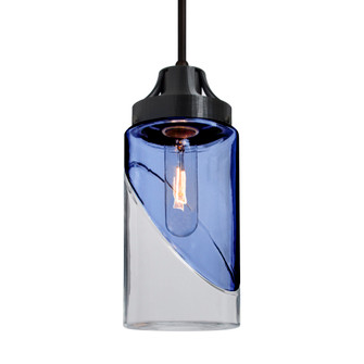 Besa, Blink Cord Pendant, Trans. Blue/Clear, Black Finish, 1x4W LED Filament (127|1JC-BLINKBL-EDIL-BK)