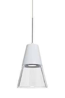 Besa, Timo 6 Cord Pendant, Clear/White, Satin Nickel Finish, 1x9W LED (127|1XC-TIMO6WC-LED-SN)