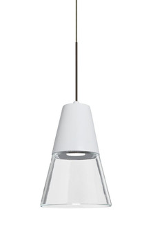 Besa, Timo 6 Cord Pendant, Clear/White, Bronze Finish, 1x9W LED (127|1XC-TIMO6WC-LED-BR)
