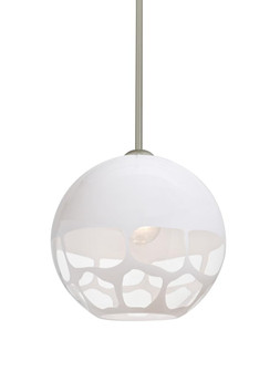 Besa, Rocky Stem Pendant, White, Satin Nickel Finish, 1x60W Medium Base (127|1TT-ROCKYWH-SN)