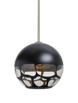 Besa, Rocky Stem Pendant, Black, Satin Nickel Finish, 1x9W LED (127|1TT-ROCKYBK-LED-SN)