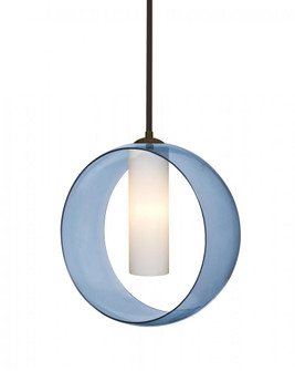 Besa, Plato Stem Pendant, Blue/Opal, Bronze Finish, 1x5W LED (127|1TT-PLATOBL-LED-BR)