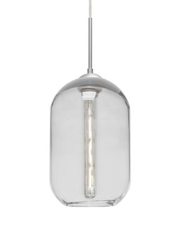 Besa, Omega 12 Cord Pendant, Clear, Satin Nickel Finish, 1x5W LED Filament (127|1JC-OMEGA12CL-EDIL-SN)