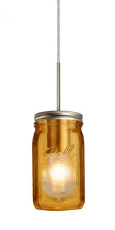 Besa Pendant For Multiport Canopy Milo 4 Satin Nickel Amber 1x40W Medium Base A15 (127|J-MILO4AM-SN)