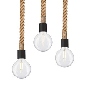 Besa Solo Rope Pendant, Black, 3x4W LED Filament (127|3JW-SOLO-EDIL-BK)