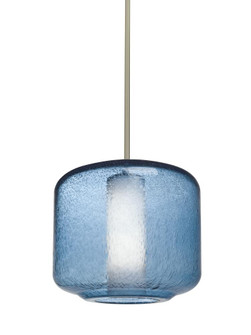 Besa Niles 10 Pendant, Blue Bubble/Opal, Satin Nickel Finish, 1x60W Medium Base T10 (127|1TT-NILES10BO-SN)