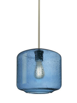 Besa Niles 10 Pendant, Blue Bubble, Satin Nickel Finish, 1x4W LED Filament (127|1TT-NILES10BL-EDIL-SN)