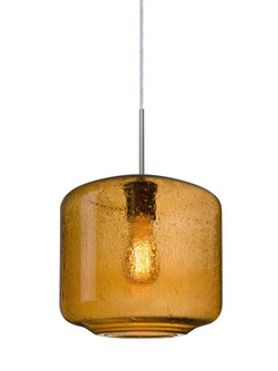 Besa Niles 10 Pendant, Amber Bubble, Satin Nickel Finish, 1x4W LED Filament (127|1JC-NILES10AM-EDIL-SN)