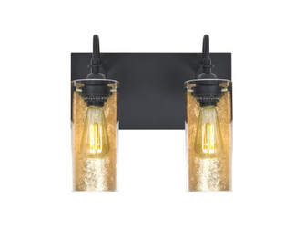 Besa Duke Vanity, Gold Foil, Black Finish, 2x7W LED Filament (127|2WG-DUKEGF-EDIL-BK)