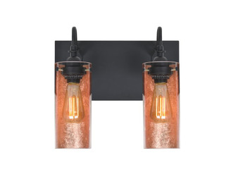 Besa Duke Vanity, Copper Foil, Black Finish, 2x7W LED Filament (127|2WG-DUKECF-EDIL-BK)