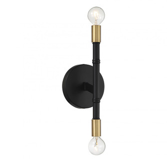 Rossi 2-Light Wall Sconce in Matte Black with Warm Brass Accents (641|L9-5612-2-143)