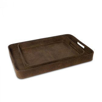 Regina Andrew Derby Rectangle Leather Tray Set (Brown) (5533|20-1504BRN)