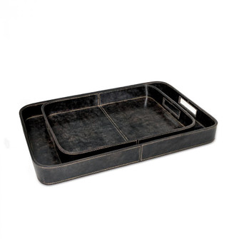 Regina Andrew Derby Rectangle Leather Tray Set (Black) (5533|20-1504BLK)