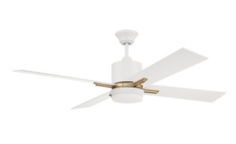 Teana 52'' 4-Blade Ceiling Fan in White/Satin Brass w/ White Blades; Light Kit Included (optional (20|TEA52WSB4)