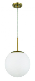 Gaze 1 Light 12'' Pendant in Satin Brass (White Glass) (20|56892-SB-WG)