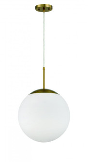 Gaze 1 Light 14'' Pendant in Satin Brass (White Glass) (20|56893-SB-WG)