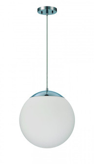 Gaze 1 Light 14'' Pendant in Chrome (White Glass) (20|56893-CH-WG)