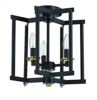 Avante Grand 3 Light Cage Convertible Semi Flush/Pendant in Flat Black/Satin Brass (20|56953-FBSB)