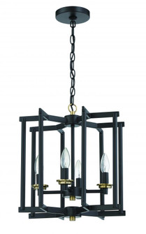 Avante Grand 4 Light Cage Foyer in Flat Black/Satin Brass (20|56934-FBSB)