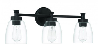 Henning 3 Light Vanity in Flat Black (20|12724FB3)