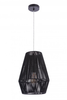 Natural Pendant 1 Light Pendant w/ Woven Black Rattan Shade (20|P2009-FB)