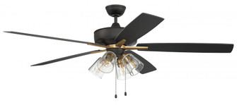 60'' Ceiling Fan w/Blades and 4 Light Kit Clear Glass (20|S104FBSB5-60BWNFB)