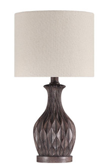 1 Light Resin Base Table Lamp in Carved Painted Brown (2 Pack) (20|86265)