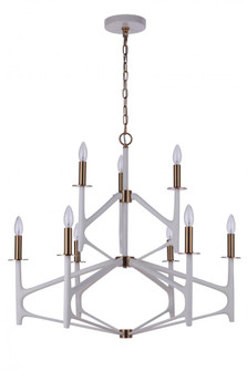 The Reserve 9 Light 2-Tier Chandelier in Matte White/Satin Brass (20|55529-MWWSB)