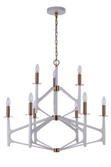 The Reserve 9 Light 2-Tier Chandelier in Matte White/Satin Brass (20|55529-MWWSB)