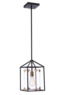 Aaron 1 Light Acrylic Pendant in Flat Black/Satin Brass (20|P985FBSB1)