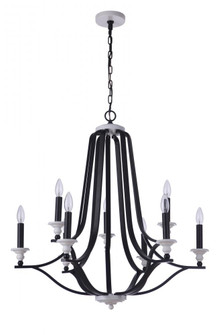 Esme 9 Light Chandelier in Flat Black/Matte White (20|57629-FBMWW)