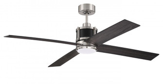 Gregory 56'' 4-Blade Ceiling Fan in Brushed Polished Nickel w/ Flat Black/Greywood Blades (20|GRG56BNKFB4)