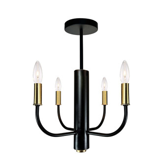 Verona 4 Light Semi Flushmount Vintage Brass & Black (12|AC10624VB)