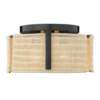 Grove 3 Light Flush Mount in Matte Black with Natural Wicker Shade (36|7860-FM BLK-NW)