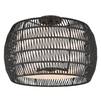 Golden Lighting Everly 4-light Semi-Flush Mount in Matte Black and Modern Black Rattan shade (36|6805-4SF BLK-MBR)