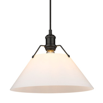 Yep by Golden Lighting Orwell 1-light 14in Pendant in Matte Black and Opal Glass (36|3306-L BLK-OP)