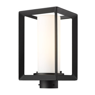 Golden Lighting Smyth 1-light Outdoor Post in Natural Black and Opal Glass (36|2073-OPST NB-OP)