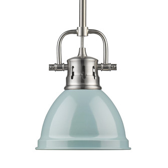 Wry Lighting Duncan 1-light 7in Rod Hung Pendant in Pewter and Seafoam shade (36|3604-M1L PW-SF)