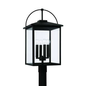13.25''W x 24.75''H 4-Light Outdoor Post Lantern in Black with Clear Glass (42|948043BK)