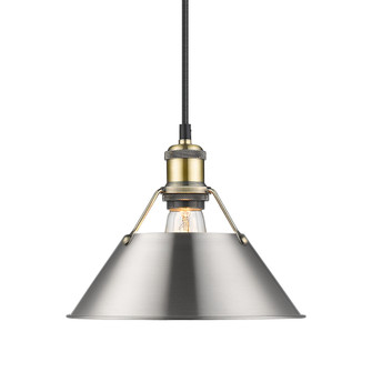 Yep by Golden Lighting Orwell 1-light 10in Pendant in Aged Brass and Pewter shade (36|3306-M AB-PW)