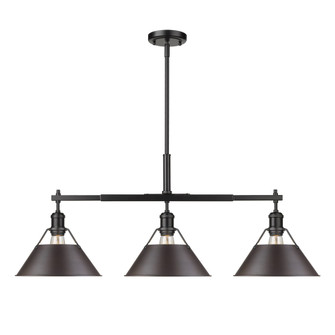 Yep by Golden Lighting Orwell 3-light Island Light in Matte Black and Rubbed Bronze shade (36|3306-LP BLK-RBZ)