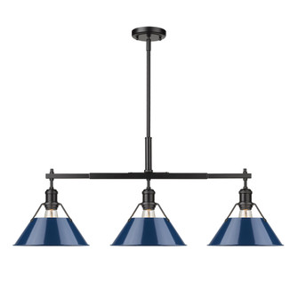 Yep by Golden Lighting Orwell 3-light Island Light in Matte Black and Navy Blue shade (36|3306-LP BLK-NVY)