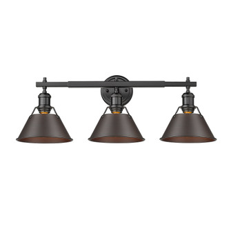 Yep by Golden Lighting Orwell 3-light Vanity in Matte Black and Rubbed Bronze shade (36|3306-BA3 BLK-RBZ)