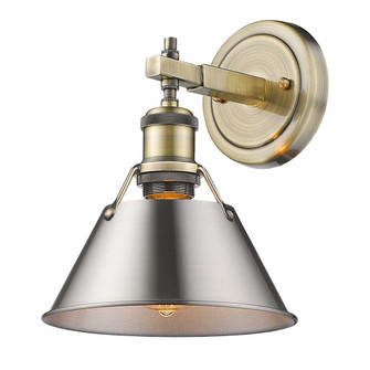 Yep by Golden Lighting Orwell 1-light Vanity in Aged Brass and Pewter shade (36|3306-BA1 AB-PW)
