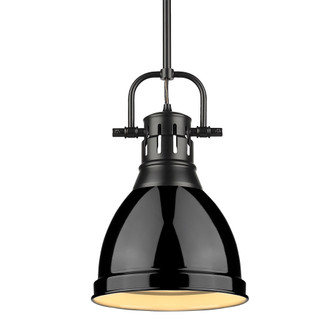 Yep by Golden Lighting Duncan 1-light 9in Rod Hung Pendant in Matte Black and Black shade (36|3604-S BLK-BK)