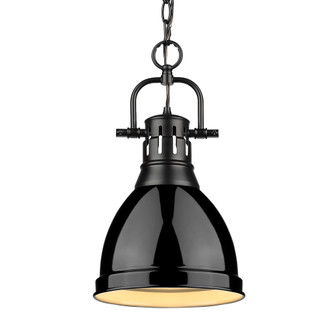 Yep by Golden Lighting Duncan 1-light 9in Chain Hung Pendant in Matte Black and Black shade (36|3602-S BLK-BK)