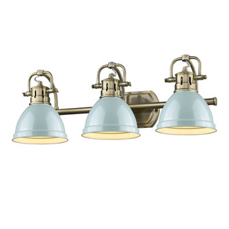 Yep by Golden Lighting Duncan 3-light Vanity in Aged Brass and Seafoam shade (36|3602-BA3 AB-SF)