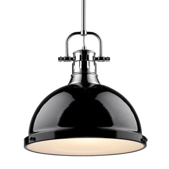 Yep by Golden Lighting Duncan 1-light 14in Rod Hung Pendant in Chrome and Black shade (36|3604-L CH-BK)